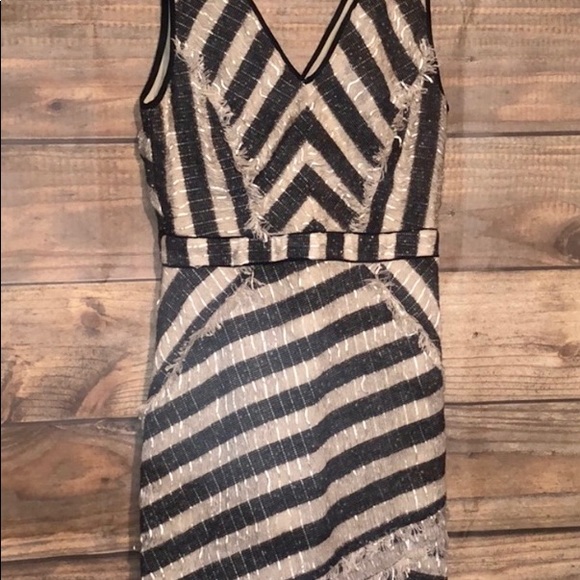 New Med strapless v-neck midi Unique fringed dress - Picture 4 of 12